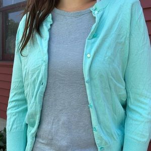 J crew teal cardigan